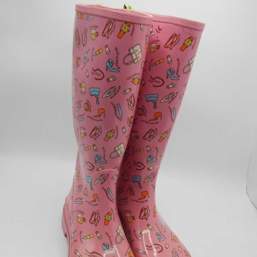 Penny Kenny Barbie Pink Rubber Rain Boots 8 - Picture 2 of 4